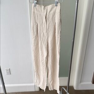 storets Cream High-Waist Linen Blend Trousers